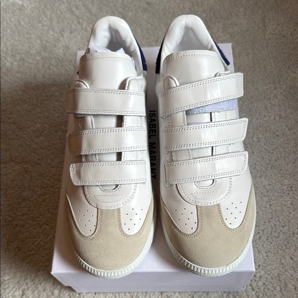 Isabel Marant Studded Classic White and Tan Beth Sneakers - Picture 2 of 8